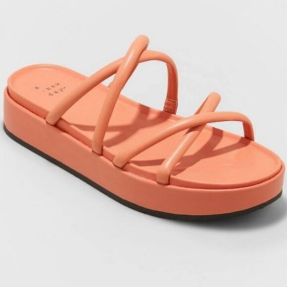 ❄️2/$5❄️[NEW IN BOX] A New Day Dory Apricot/Orange Strappy Sandals - Picture 2 of 4